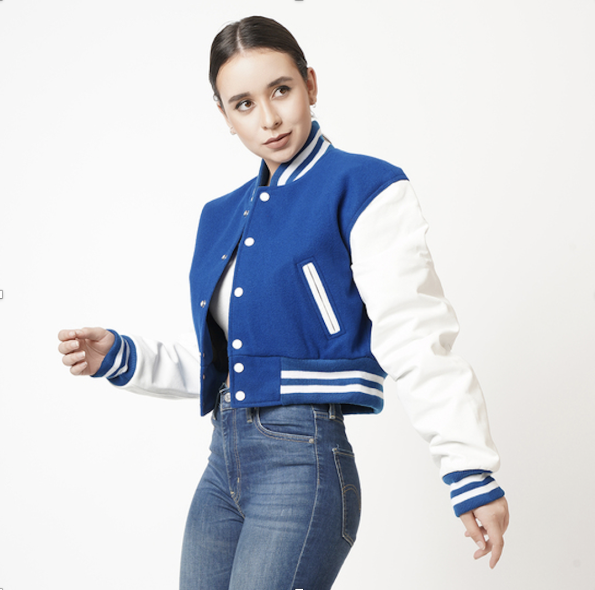 Cropped on sale varsity jacket